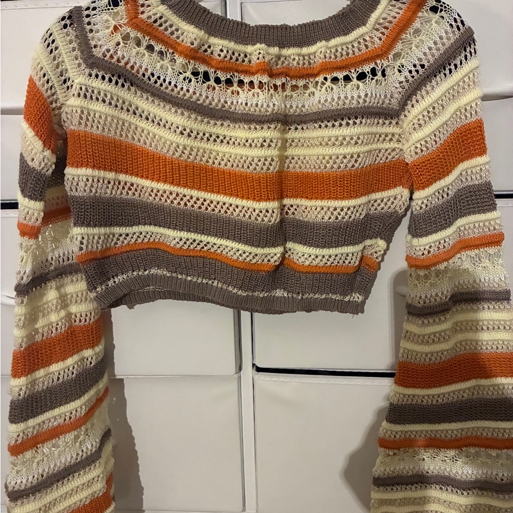 Striped Knit Cropped Sweater